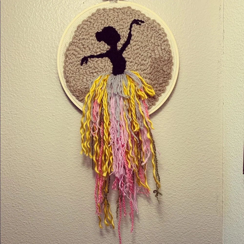 Ballerina punch needle wall art/hair bow holder!! - Picture 10 of 11
